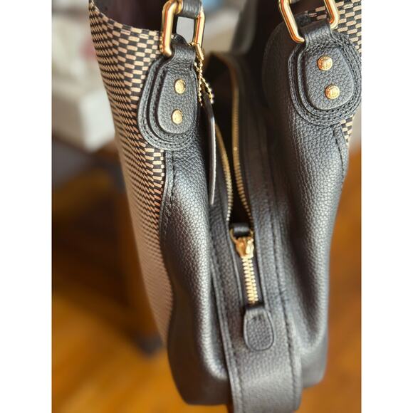 Coach Edie Legacy Woven Black Shoulder Purse- - Picture 6 of 12